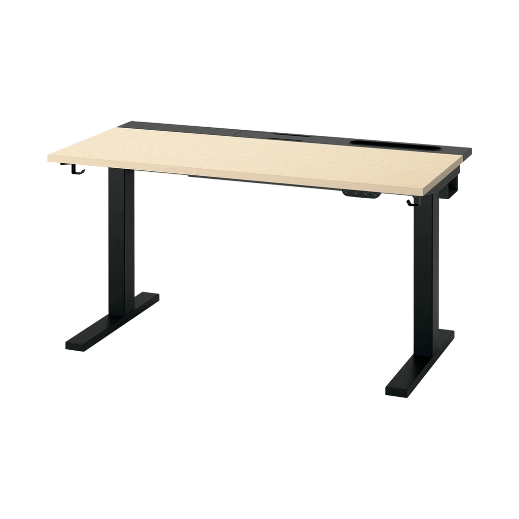 MITTZON desk sit/stand, electric, birch veneer/black