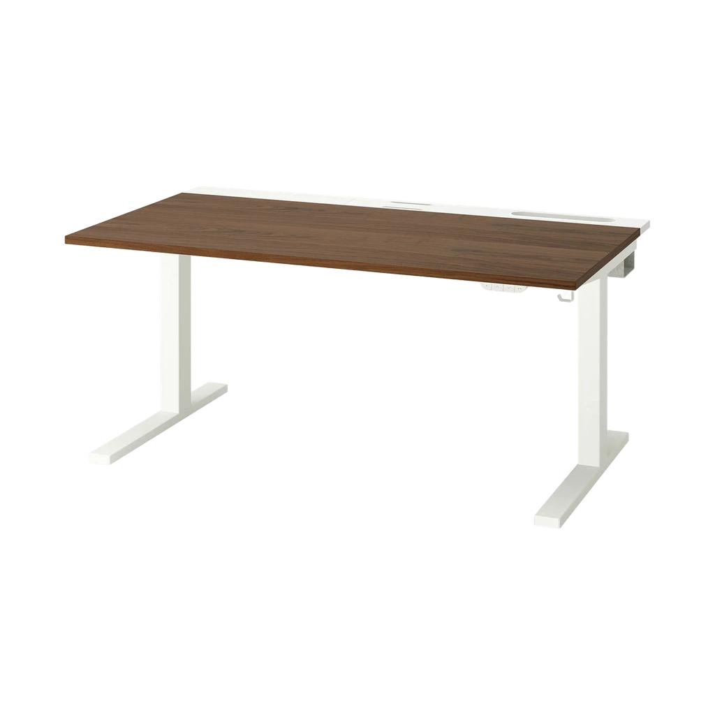 MITTZON desk sit/stand, electric, walnut veneer/white